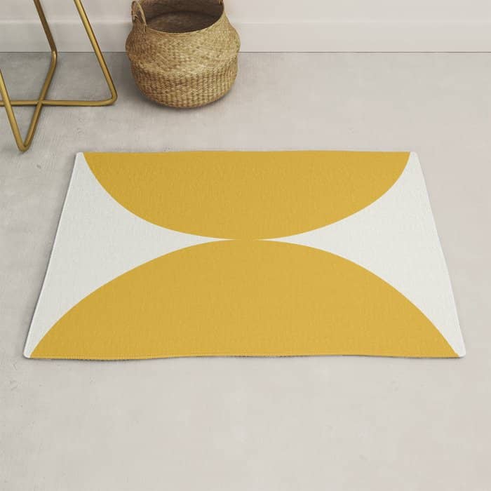 Bold Geometric Shapes Maximalism Xii Golden Yellow Rug