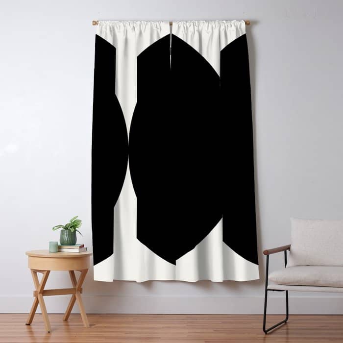 Bold Geometric Shapes Maximalism X Black And White Window Curtain