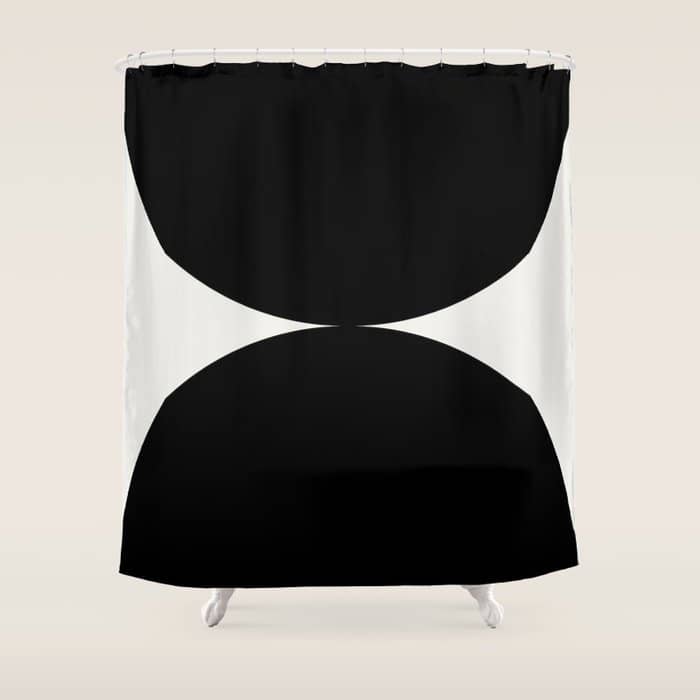 Bold Geometric Shapes Maximalism X Black And White Shower Curtain
