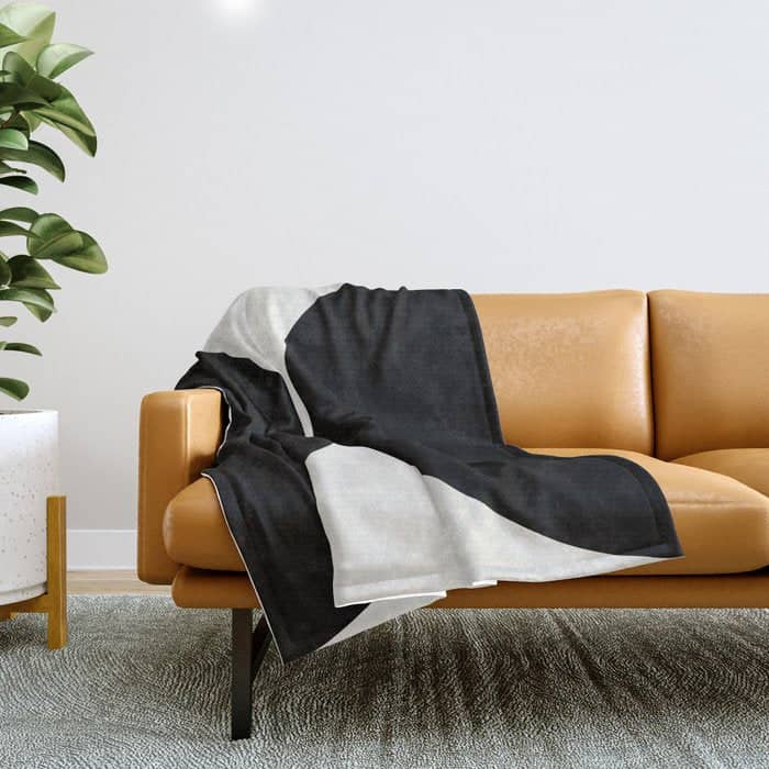 Bold Geometric Shapes Maximalism X Black And White Throw Blanket
