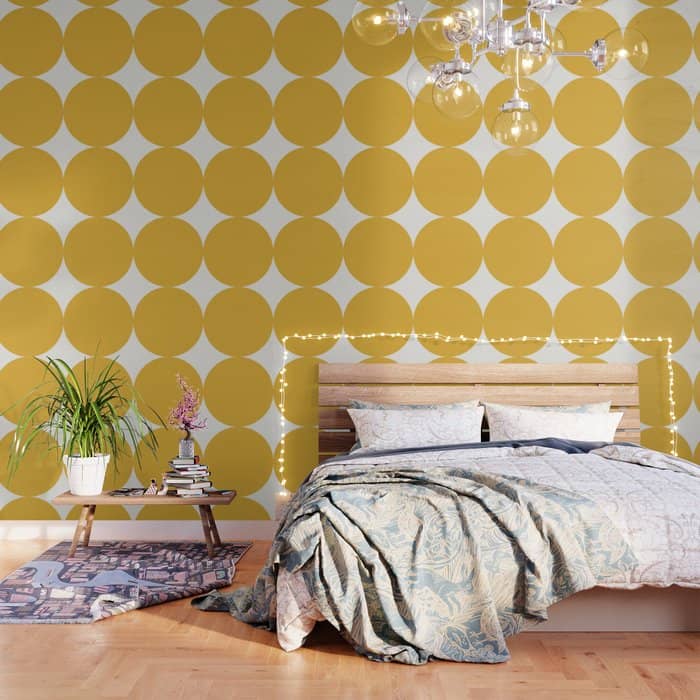 Bold Geometric Shapes Maximalism Xii Golden Yellow Wallpaper