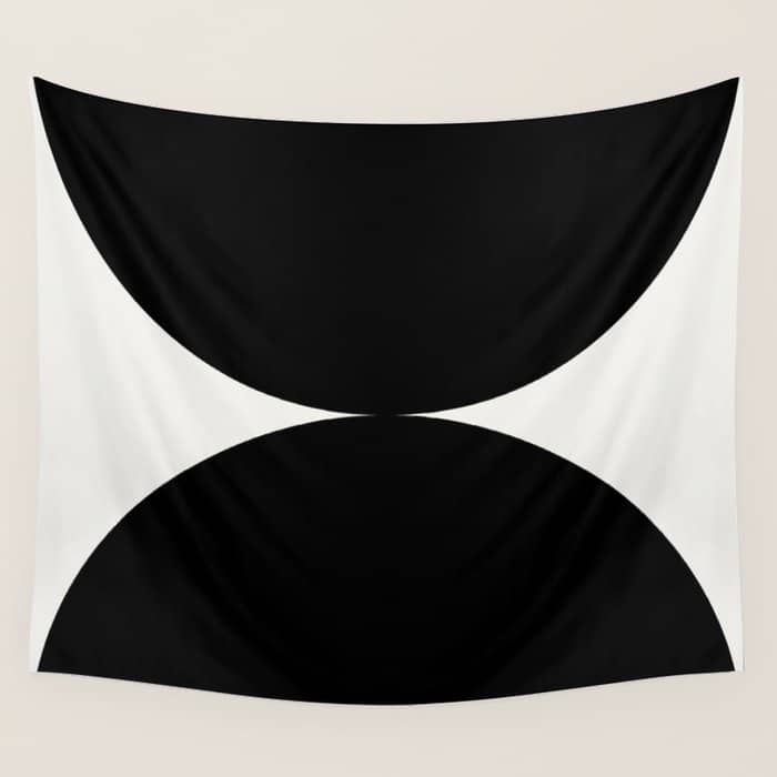 Bold Geometric Shapes Maximalism X Black And White Wall Tapestry