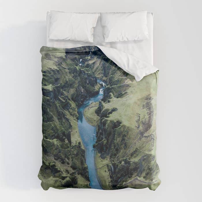 Aerial View Of FjaðRáRgljúFur Canyon In Iceland Duvet Cover