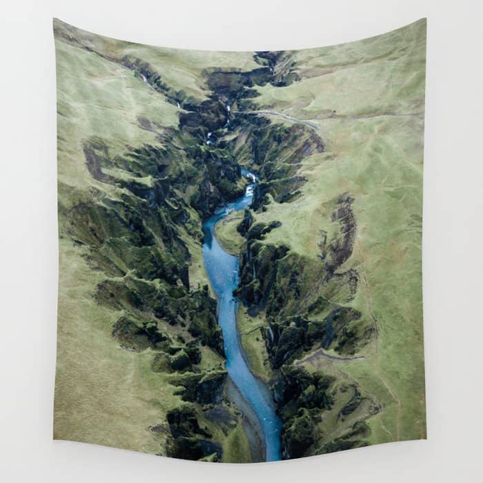 Aerial View Of FjaðRáRgljúFur Canyon In Iceland Wall Tapestry