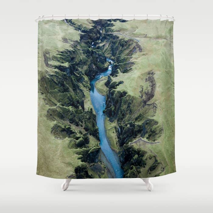 Aerial View Of FjaðRáRgljúFur Canyon In Iceland Shower Curtain