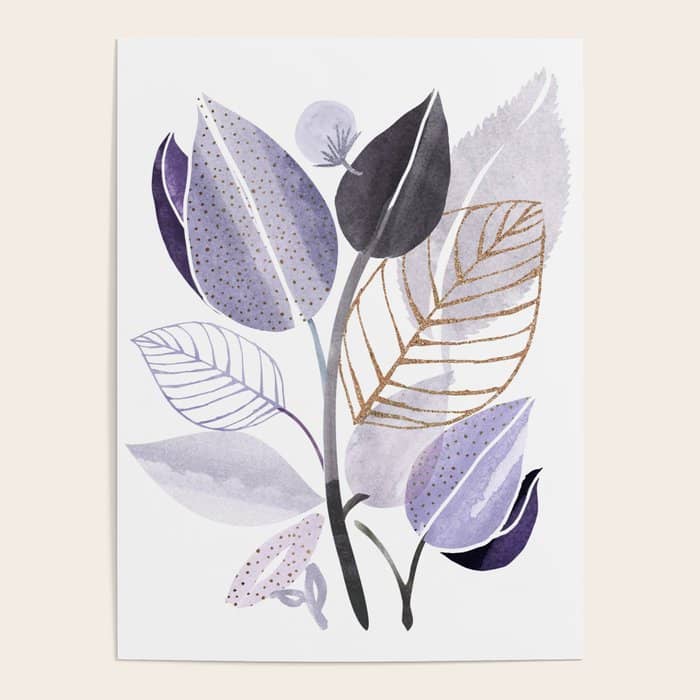 Modern Purple Watercolor Botanical Poster