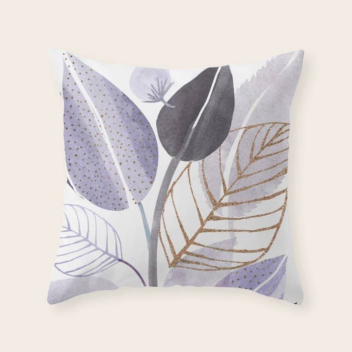 Modern Purple Watercolor Botanical Throw Pillow