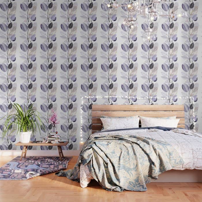 Modern Purple Watercolor Botanical Wallpaper