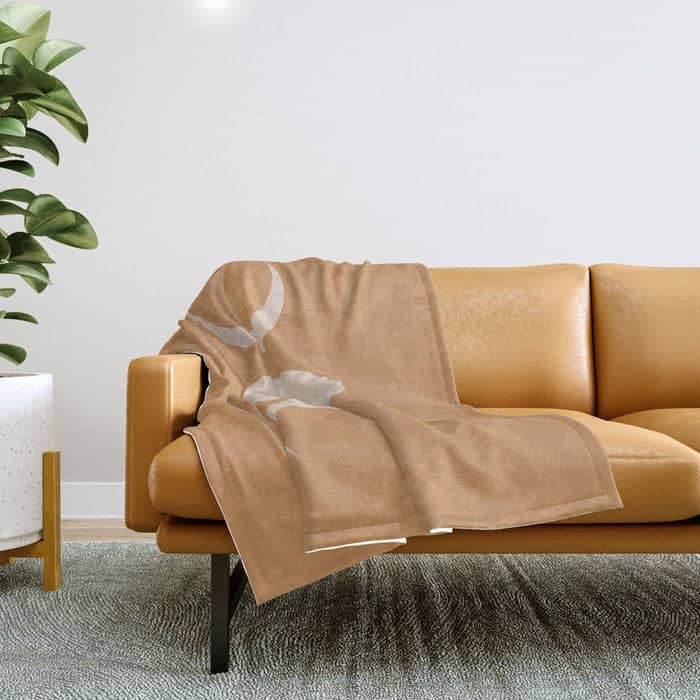 Moon Shapes Minimalism - Desert Sand Throw Blanket
