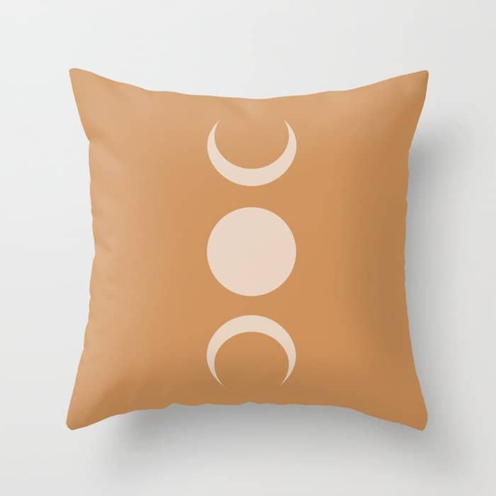 Moon Shapes Minimalism - Desert Sand Throw Pillow