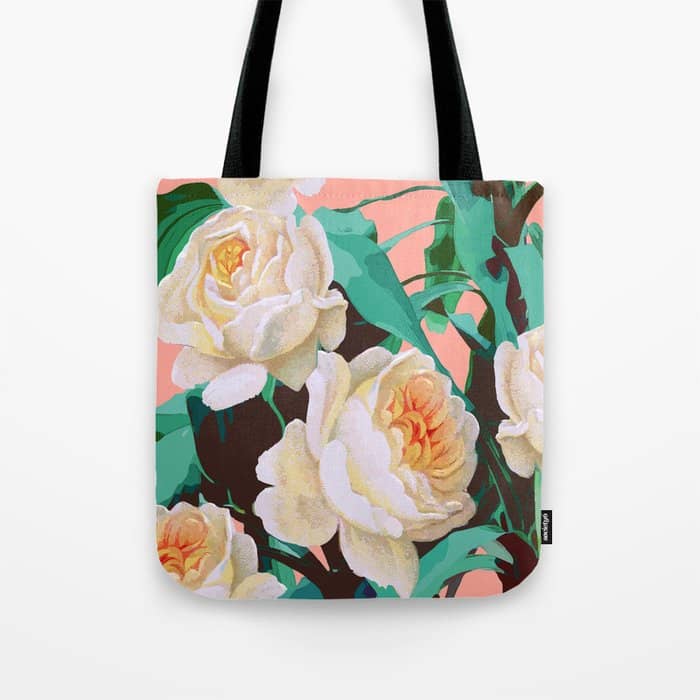 Tropical & White Blossom #Painting #Tropical #Botanical Tote Bag