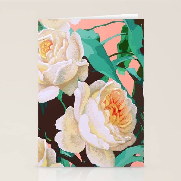 Tropical & White Blossom #Painting #Tropical #Botanical Stationery Card