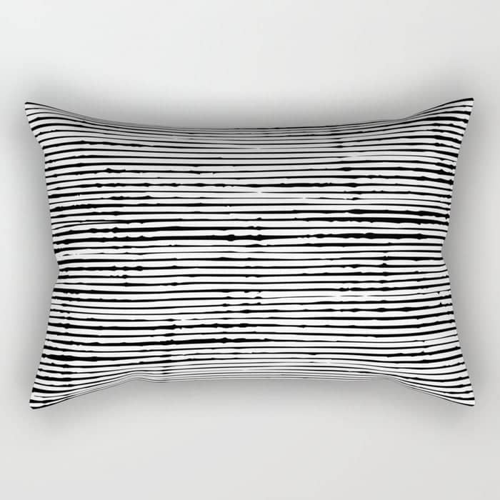 Rustic, Abstract Stripes Pattern, Black And White Rectangular Pillow