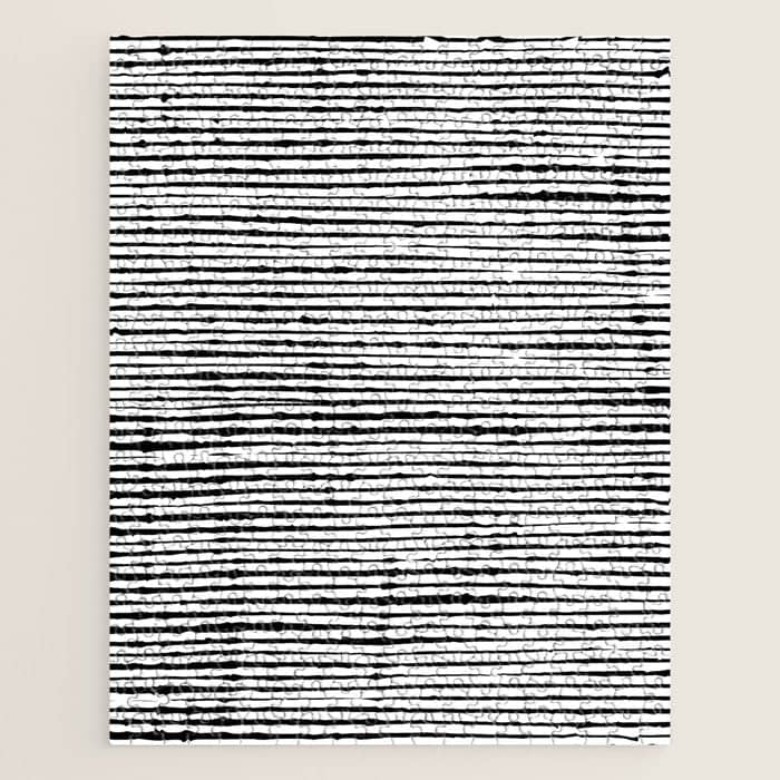Rustic, Abstract Stripes Pattern, Black And White Jigsaw Puzzle