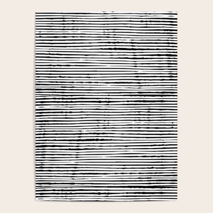 Rustic, Abstract Stripes Pattern, Black And White Poster