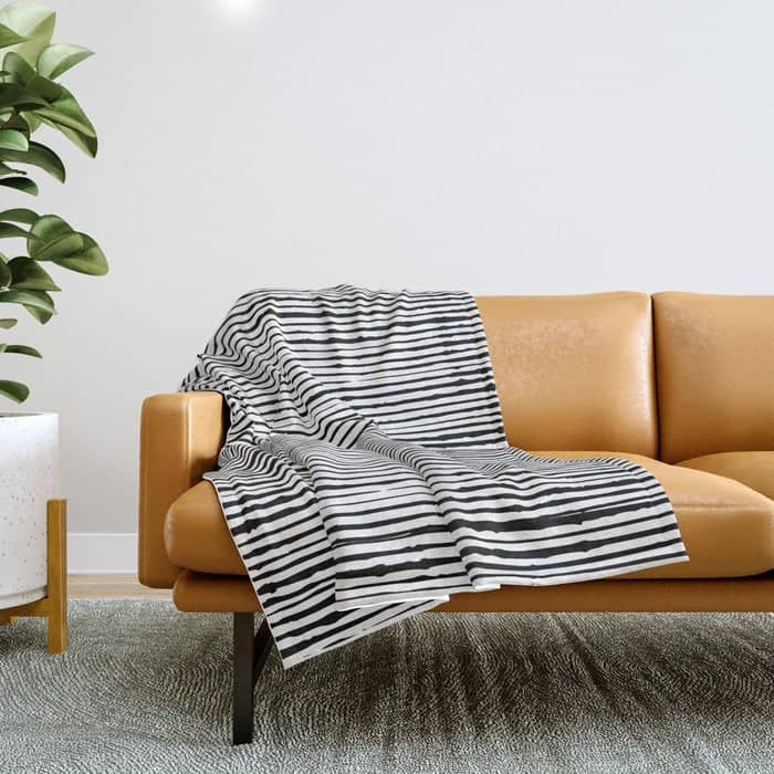 Rustic, Abstract Stripes Pattern, Black And White Throw Blanket