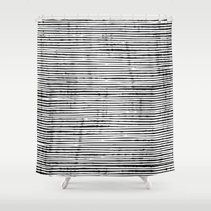 Rustic, Abstract Stripes Pattern, Black And White Shower Curtain