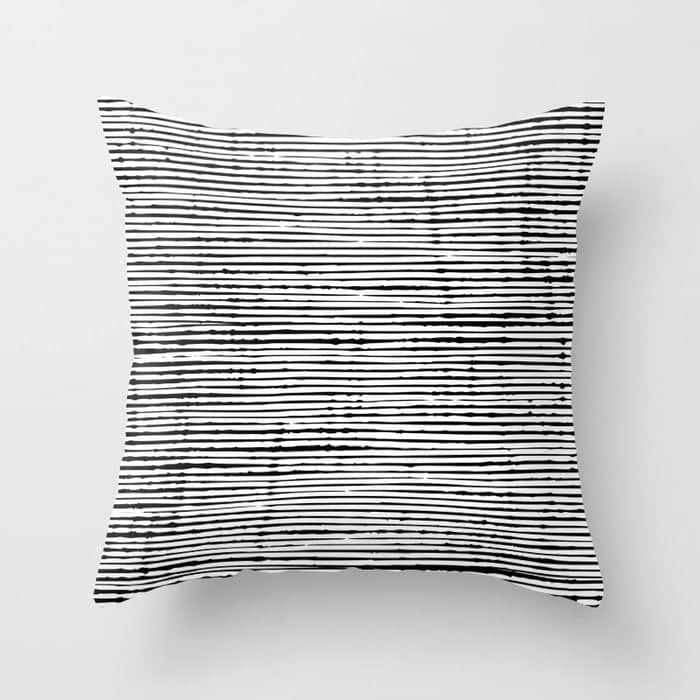 Rustic, Abstract Stripes Pattern, Black And White Throw Pillow