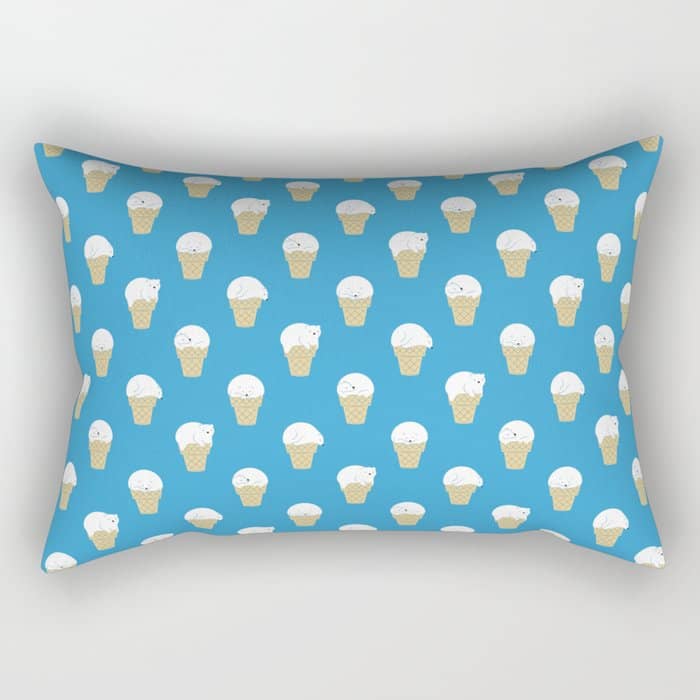Polar Bear Ice Cream Pattern Rectangular Pillow