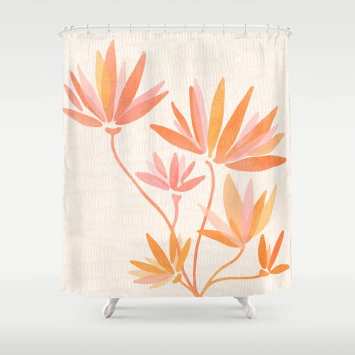 Earthy Pastel Floral Illustration Shower Curtain