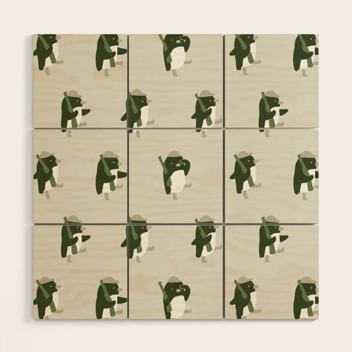 March Of The Penguins Pattern Wood Wall Art
