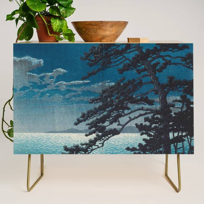 Spring Moon At Ninomiya Beach By Kawase Hasui Credenza