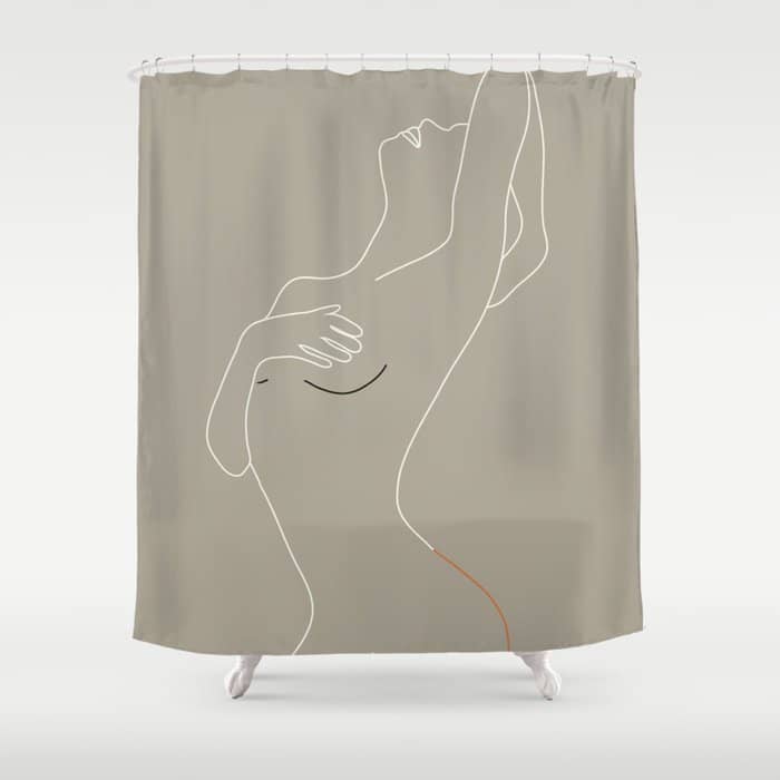 Minimal Line Art Woman Figure Ii Shower Curtain