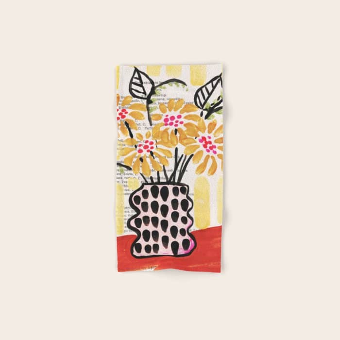 Gouache 2, Still Life: Flowers In A Vase With Striped Wallpaper Bath Towel
