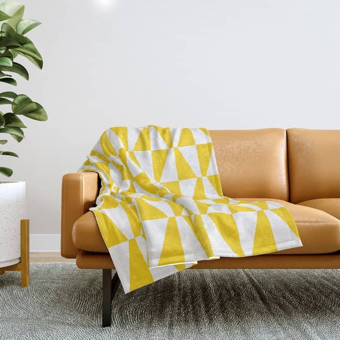 Mid Century Modern Geometric 312 Yellow Throw Blanket