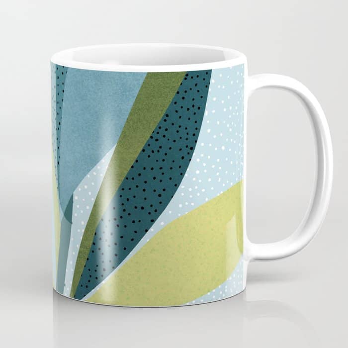 Abstract Maximal Flora In French Blue And Olive Coffee Mug