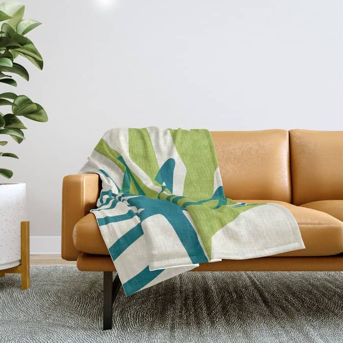 Playful Abstract Plant Shapes Throw Blanket