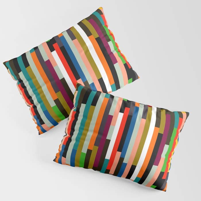Mid Century Stripes Geometry Retro Pillow Sham
