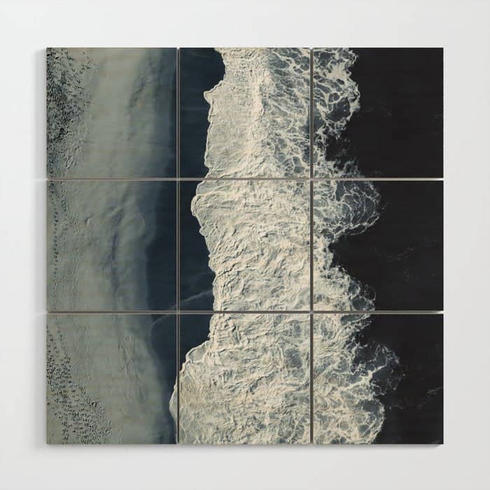 Aerial Ocean Waves - Beach - Dark Blue Ocean - Minimalist Landscape - Sea Travel Photography Wood Wall Art