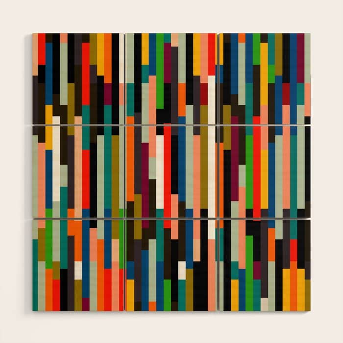 Mid Century Stripes Geometry Retro Wood Wall Art
