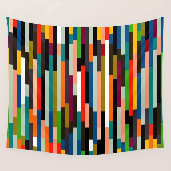Mid Century Stripes Geometry Retro Wall Tapestry