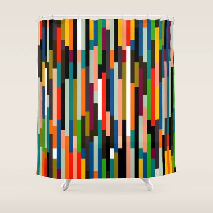 Mid Century Stripes Geometry Retro Shower Curtain