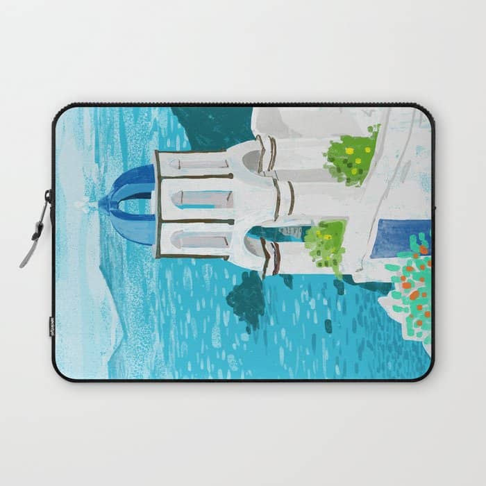 Greek Landscape #Painting #Travel #Greece Laptop Sleeve