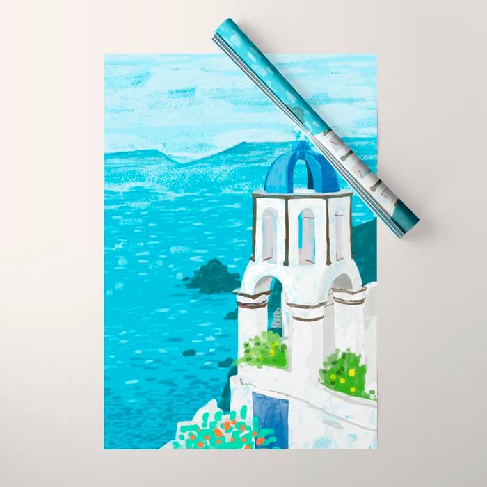 Greek Landscape #Painting #Travel #Greece Wrapping Paper