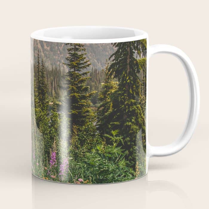 Mount Rainier Wildflower Adventure Vi - Pacific Northwest Mountain Forest Wanderlust Coffee Mug