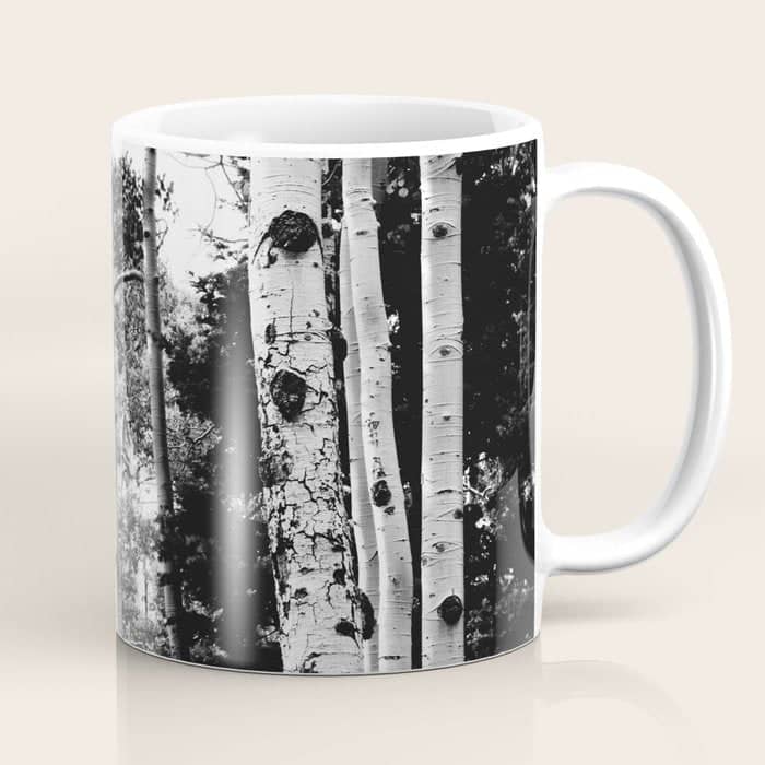 Aspen Forest - Black And White Nature Photography Coffee Mug