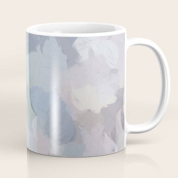 Final Flourishing - Navy Indigo Gray Blue Blush Pink Lavender Abstract Floral Spring Wall Art Coffee Mug