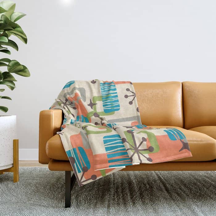Mid Century Modern Atomic Decoration 243 Kitsch Throw Blanket