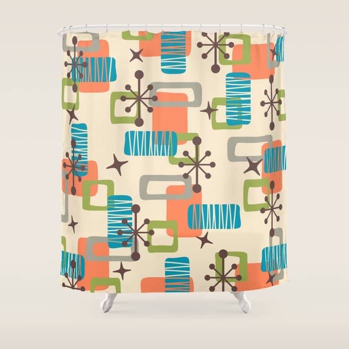 Mid Century Modern Atomic Decoration 243 Kitsch Shower Curtain