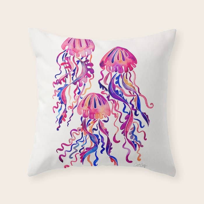 Jellyfish - Magenta Palette Throw Pillow