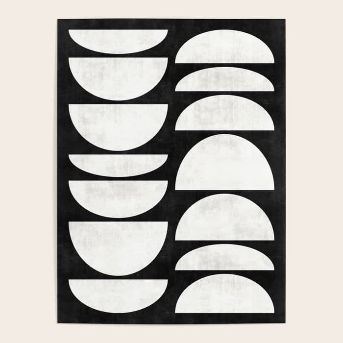 Mid-Century Modern Pattern No.8 - Black And White Poster