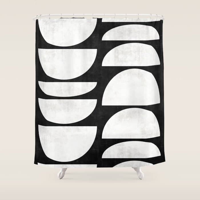 Mid-Century Modern Pattern No.8 - Black And White Shower Curtain