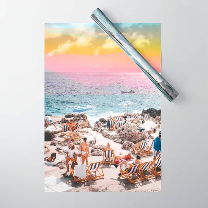 Beach Day, Travel Photography Digital Wall Decor, Tropical Beach Island Collage Wrapping Paper