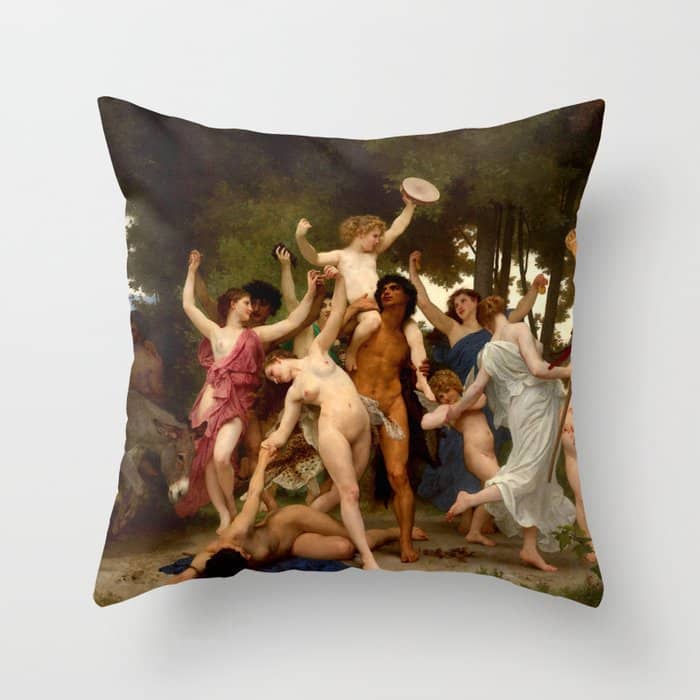 William-Adolphe Bouguereau "The Youth Of Bacchus" Throw Pillow