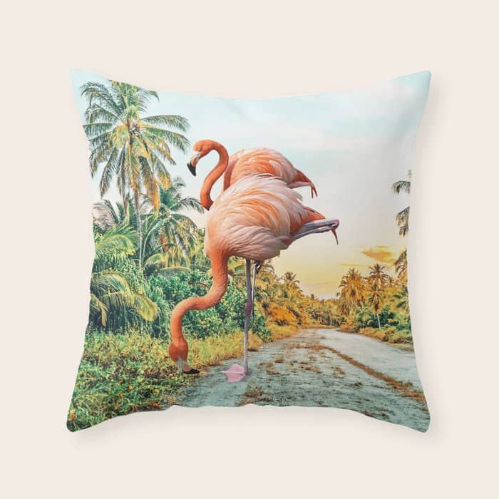 Flamingo Vacay #Photography #Surrealism Throw Pillow