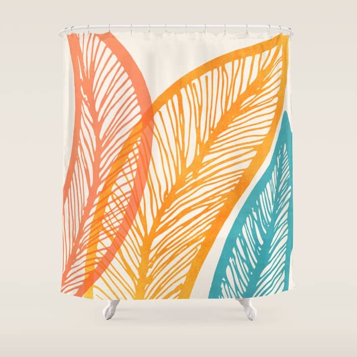Colorful Tropical Flora - Retro Palette Shower Curtain